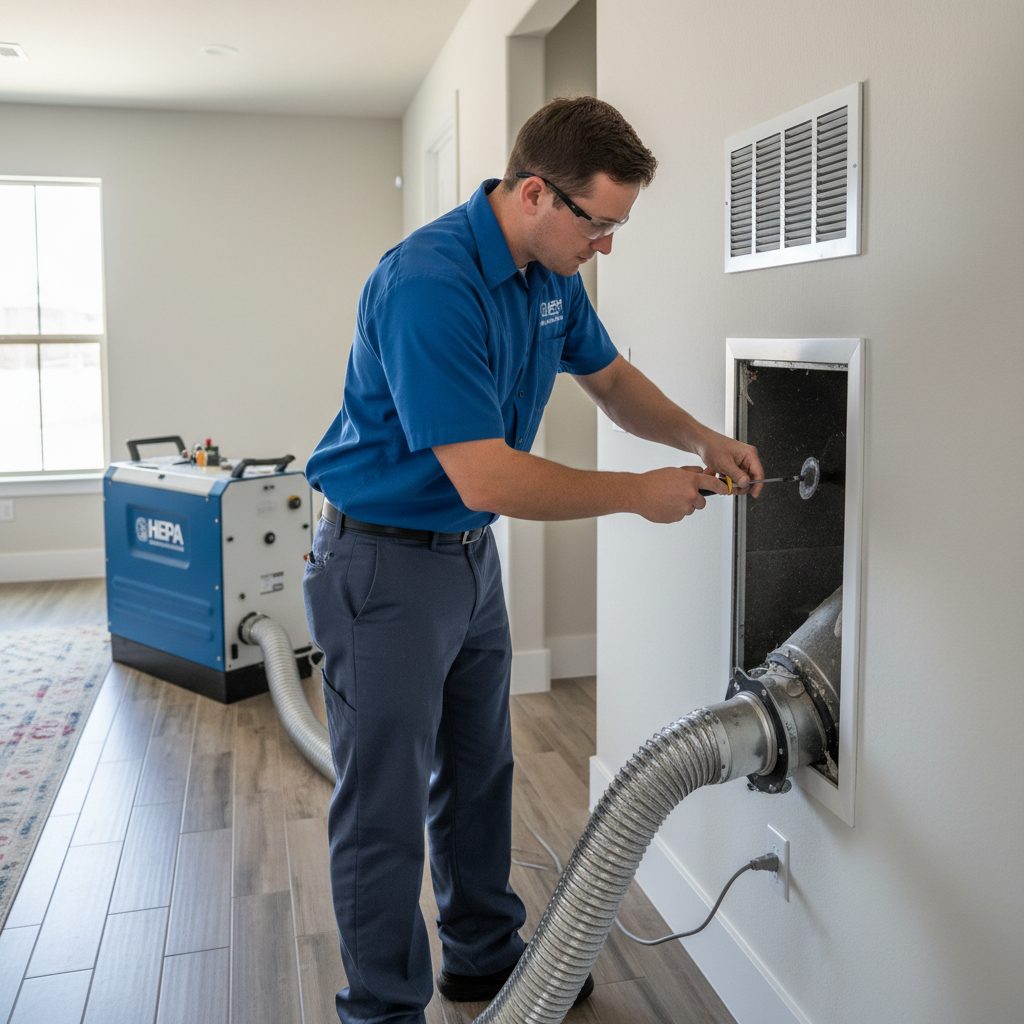 Air duct cleaning technician in Caldwell, TX