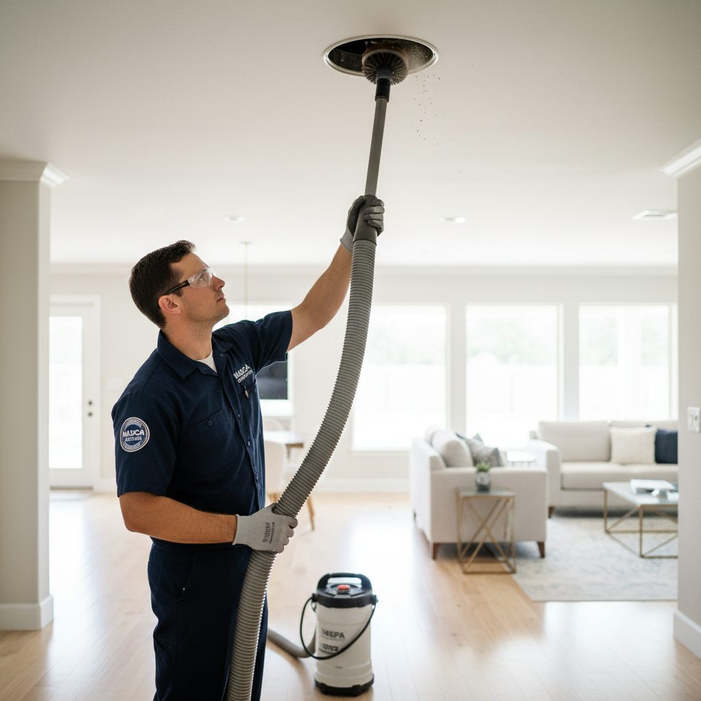 HVAC duct cleaning in a Circle D-KC Estates home in Bastrop, TX