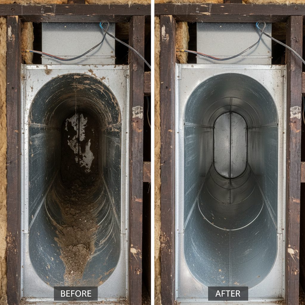 Air duct cleaning service in a new Hutto, TX home