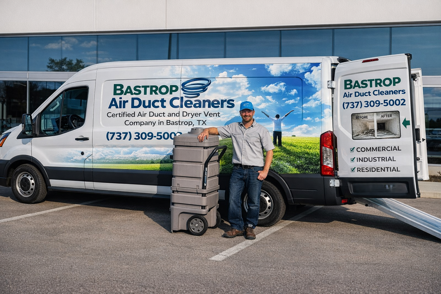 Bastrop Air Duct Cleaners professional service van with company branding