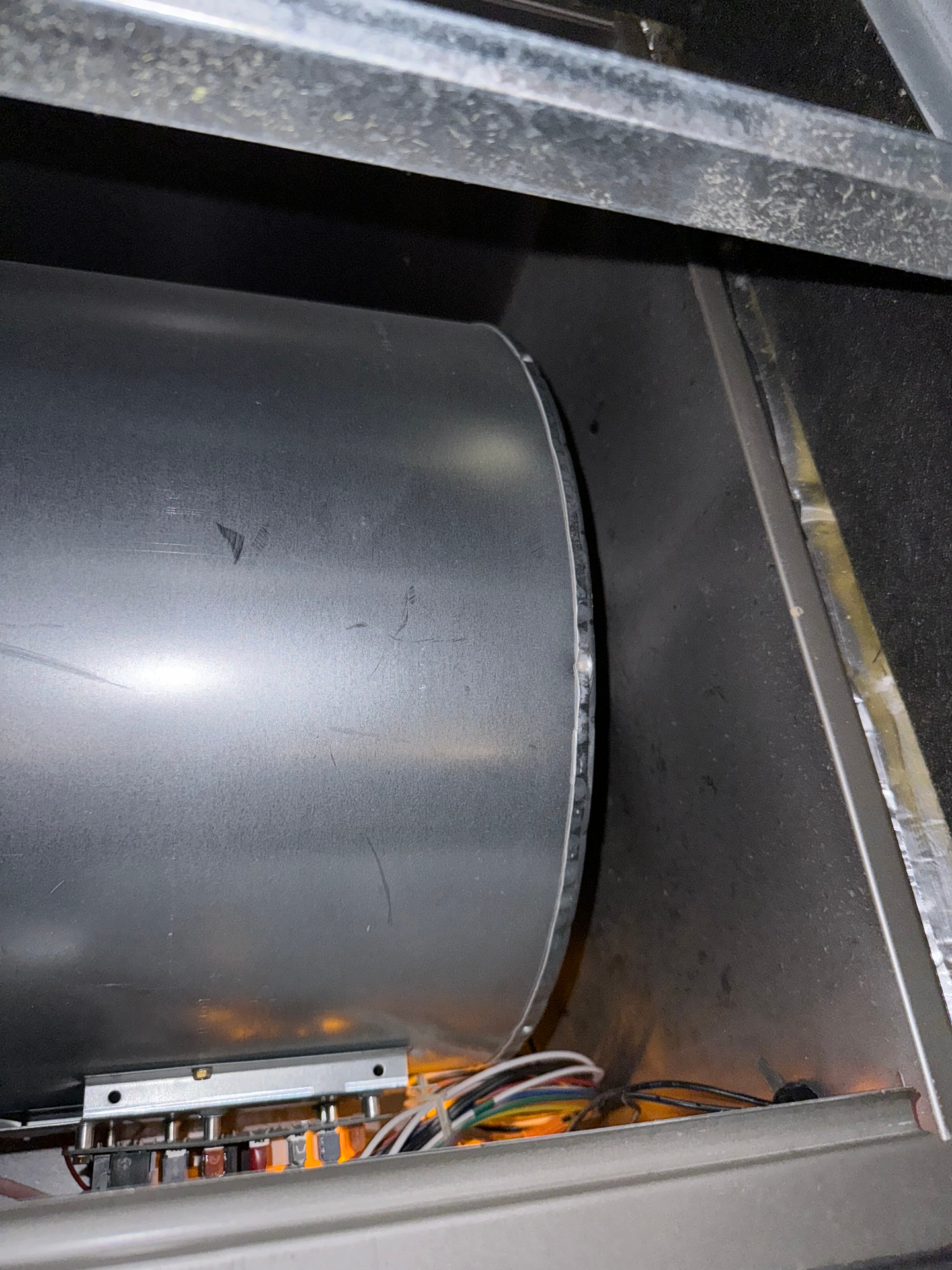 HVAC blower motor inside air handler unit