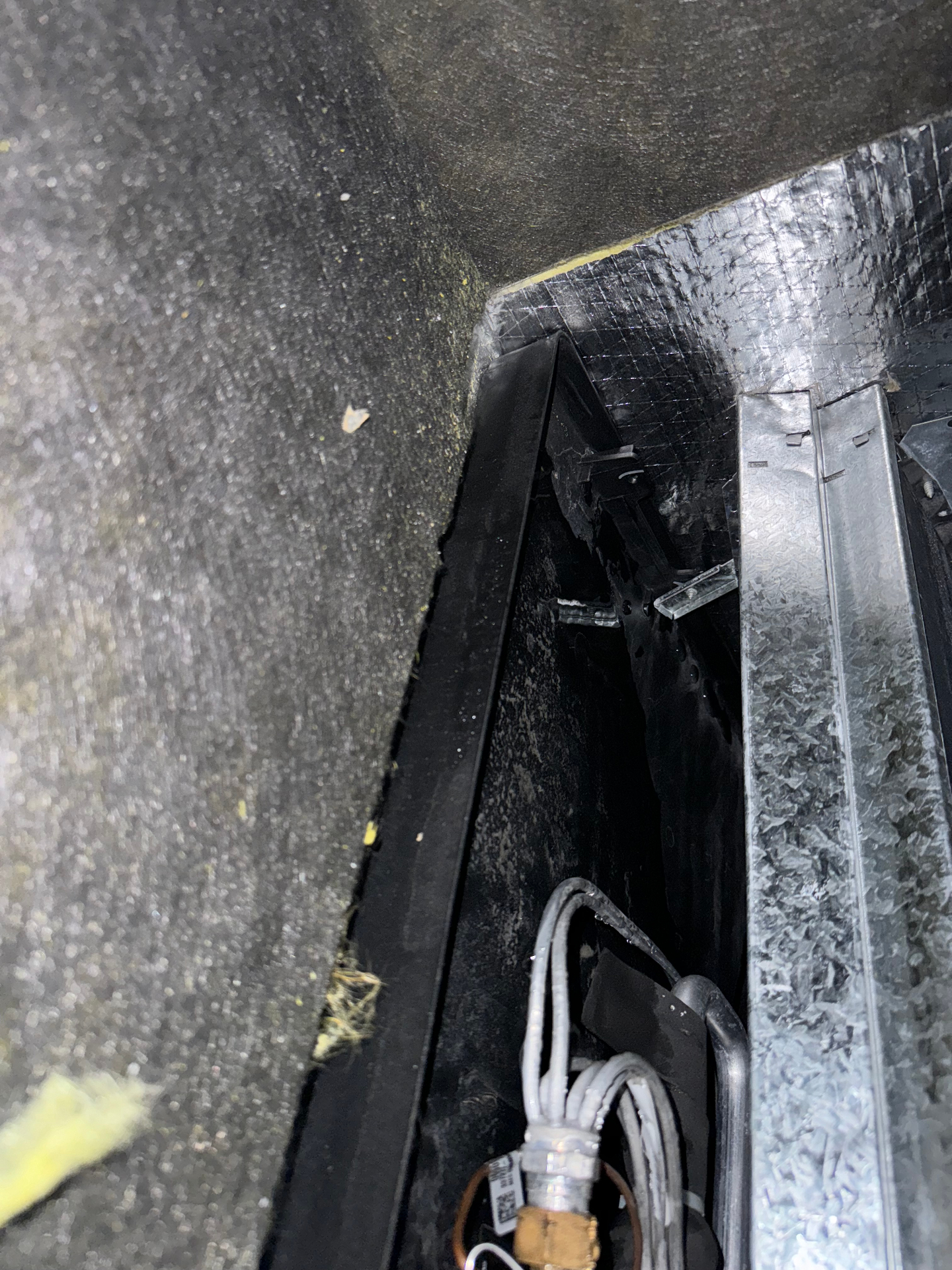 Air duct system with visible dust and debris